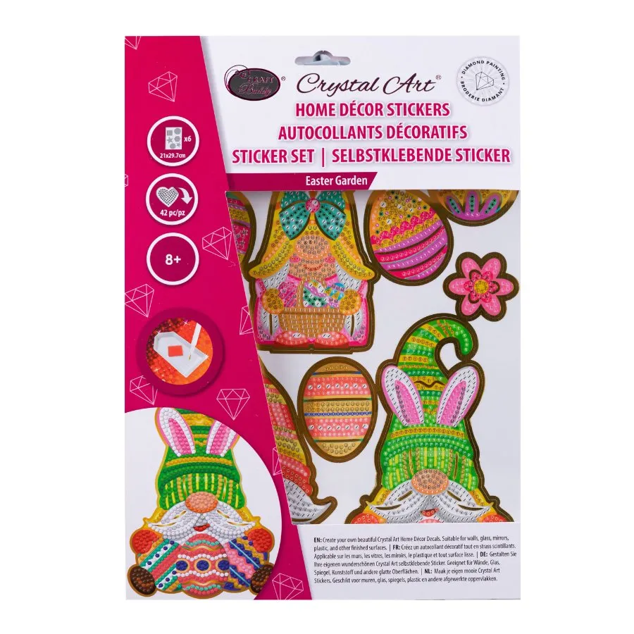 Craft Buddy Crystal Art Easter Garden stickers 42 stuks goudrand