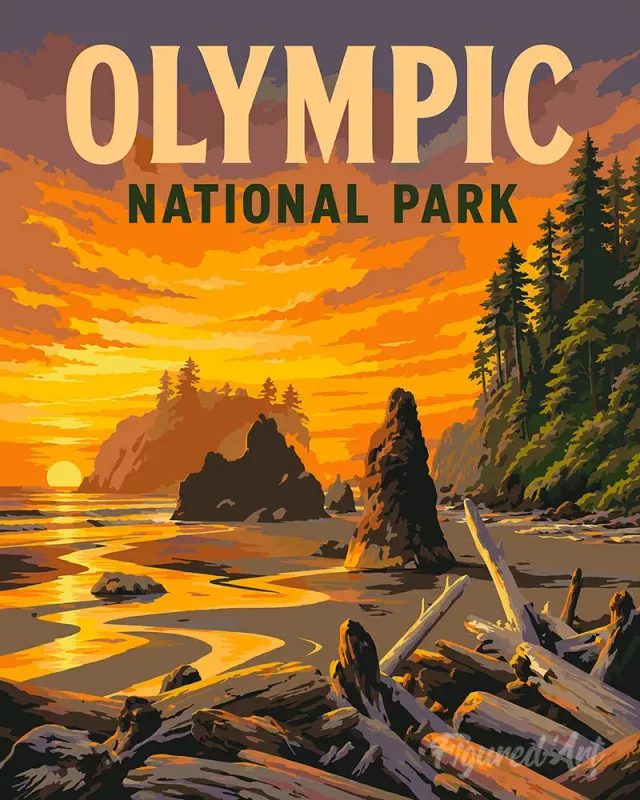Figured'Art Olympic National Park Schilderen op Nummer Washington