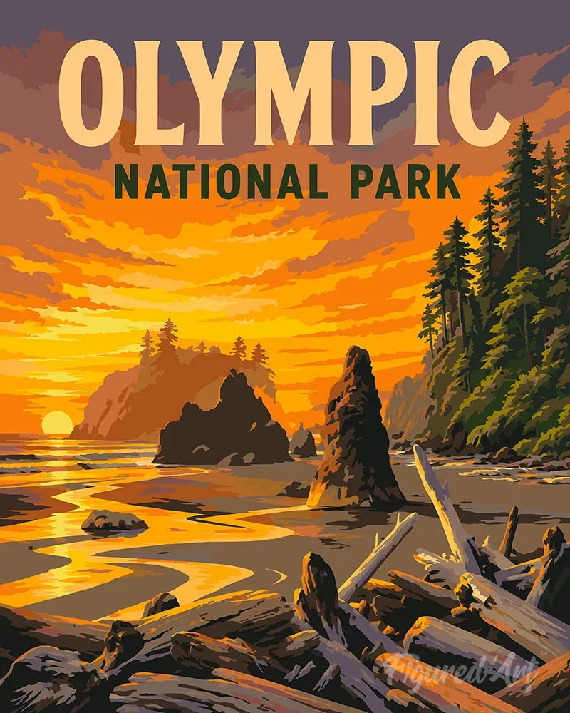 Figured'Art Olympic National Park Schilderen op Nummer Washington