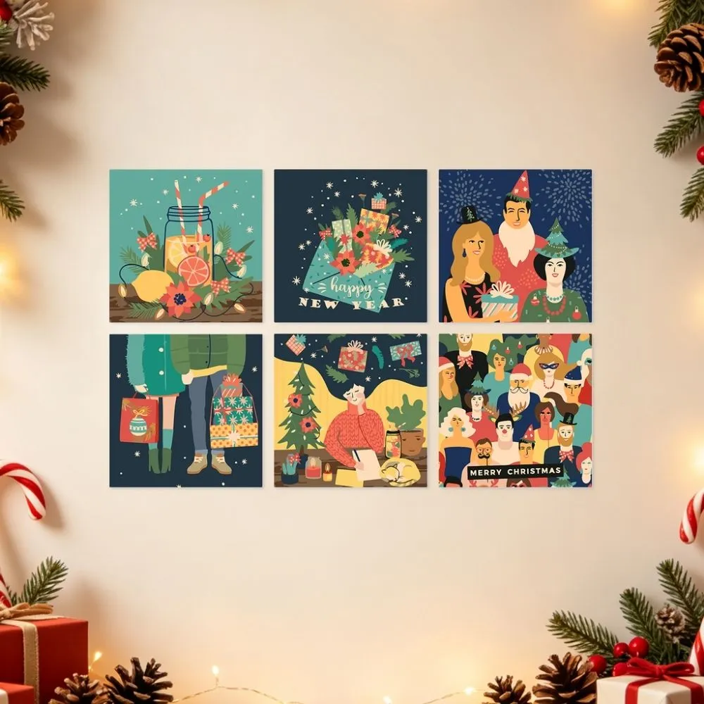 Figured'Art Betoverende kerst mini schilderen op nummer 20x20cm 6 stuks