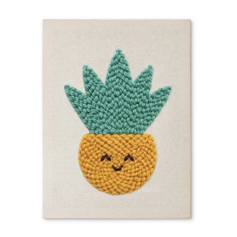 Figured'Art Zonnige Ananas punch needle pakket met frame katoen