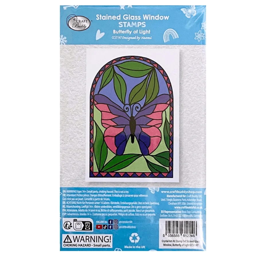 Craft Buddy Stained Glass Butterfly Of Light stempel A6 vlinder