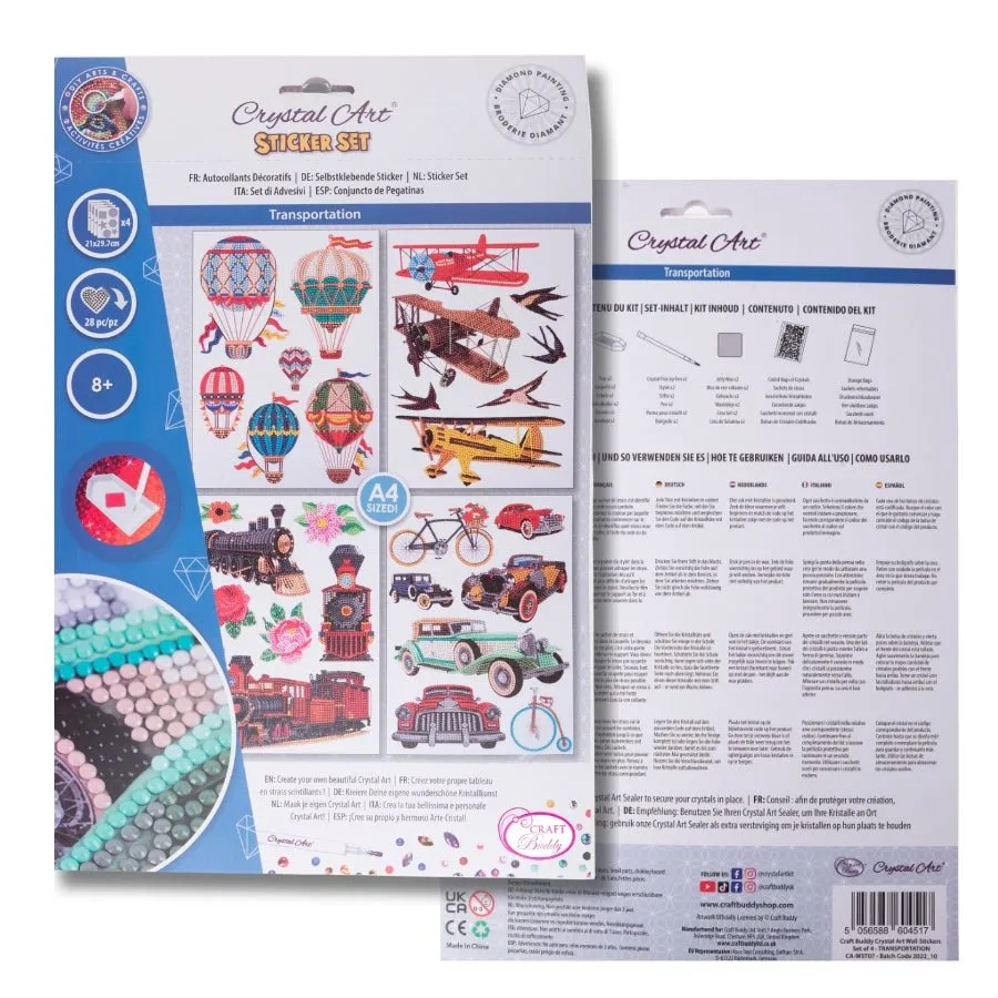 Craft Buddy Crystal Art Transportation stickers 28 stuks