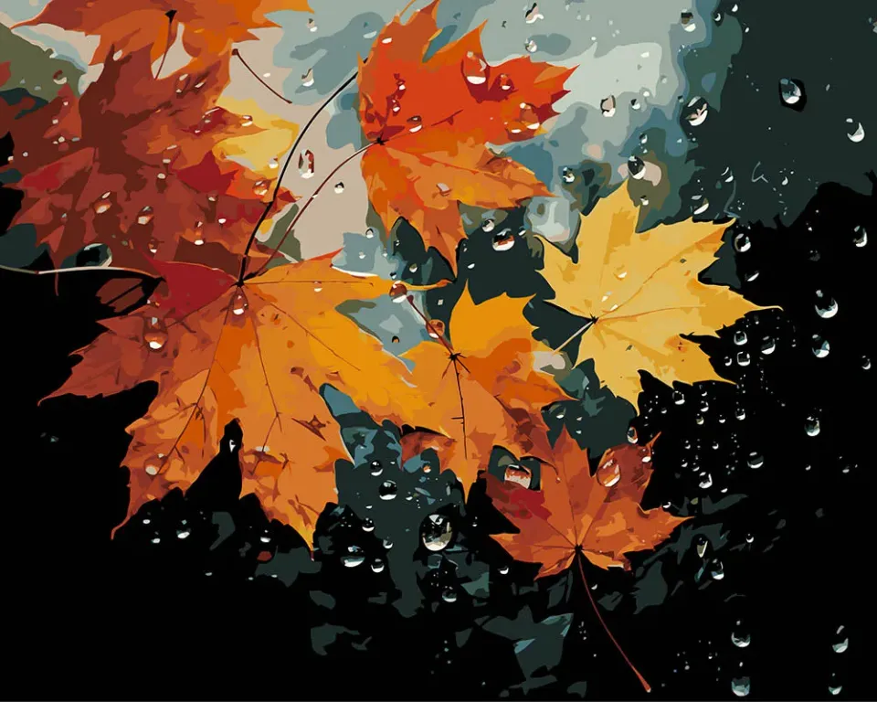 Figured'Art Esdoornbladeren na de Regen schilderen op nummer 40x50cm