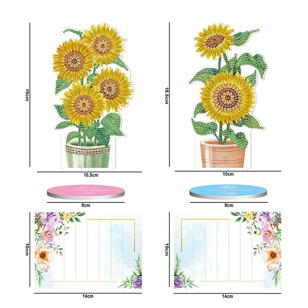 Figured'Art Zonnebloemen notitiehouder diamond painting 2 stuks