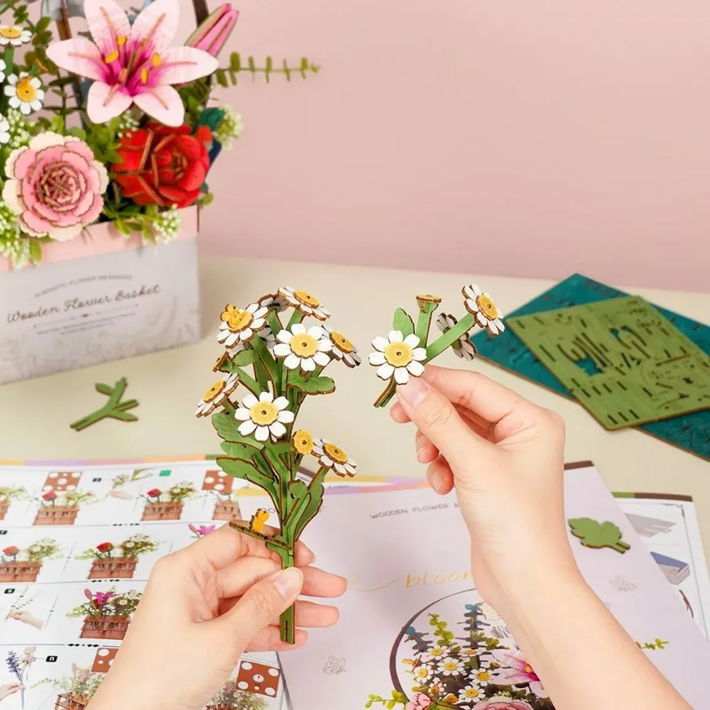 Figured'Art Houten Bloemenmand 3D puzzel 428 stukjes