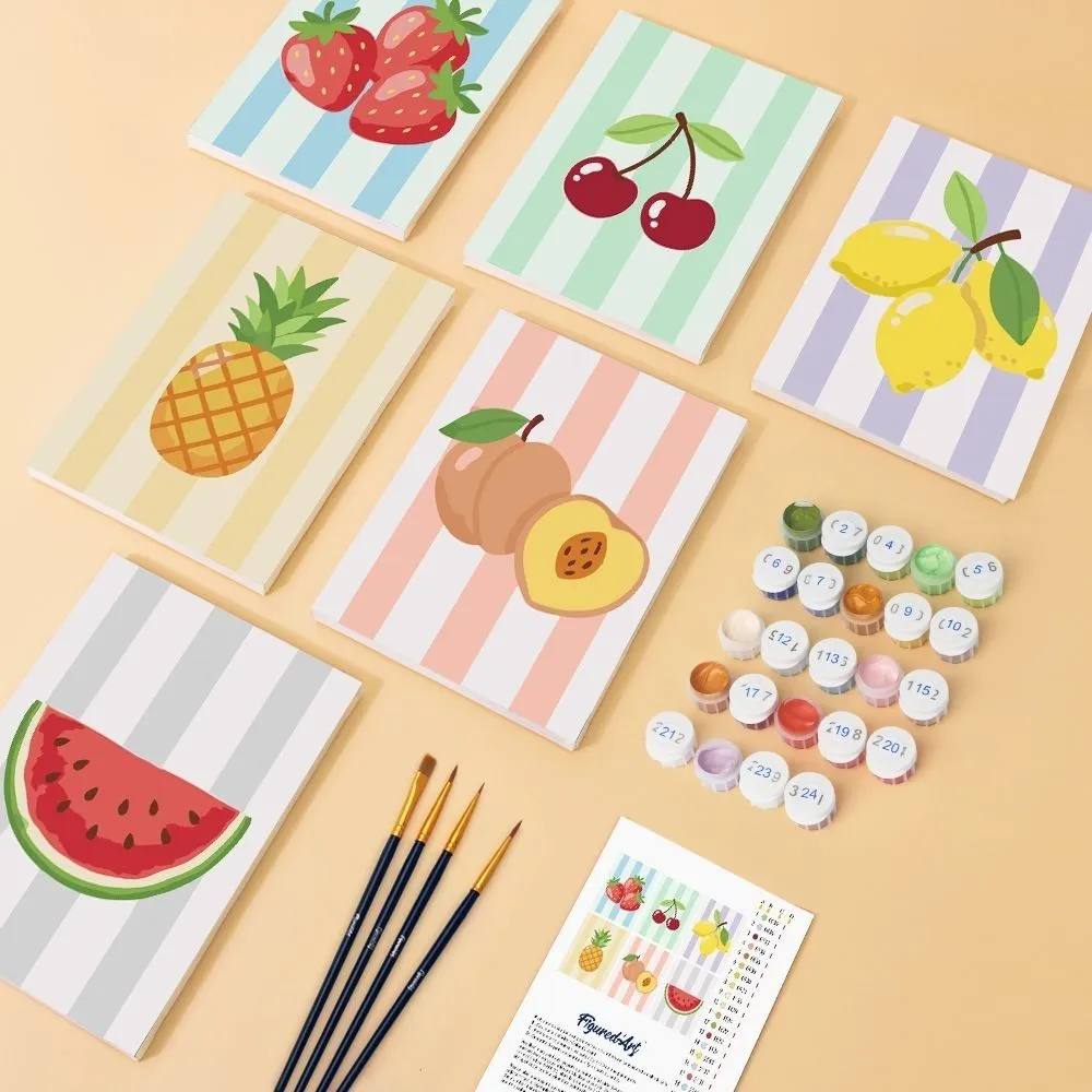 Figured'Art Zonnige Fruitset mini schilderen op nummer 6 stuks 15x20cm