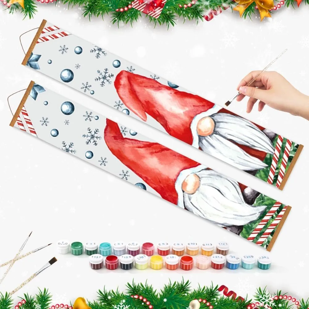 Figured'Art Sneeuwgnomen schilderen op nummer deurbanner 2x 20x120 cm