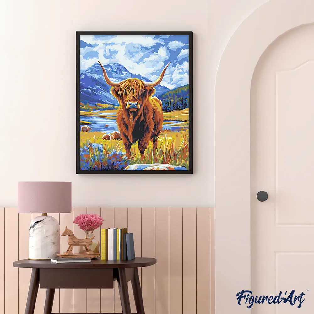 Figured'Art Schotse Hooglander schilderen op nummer 40x50 dieren