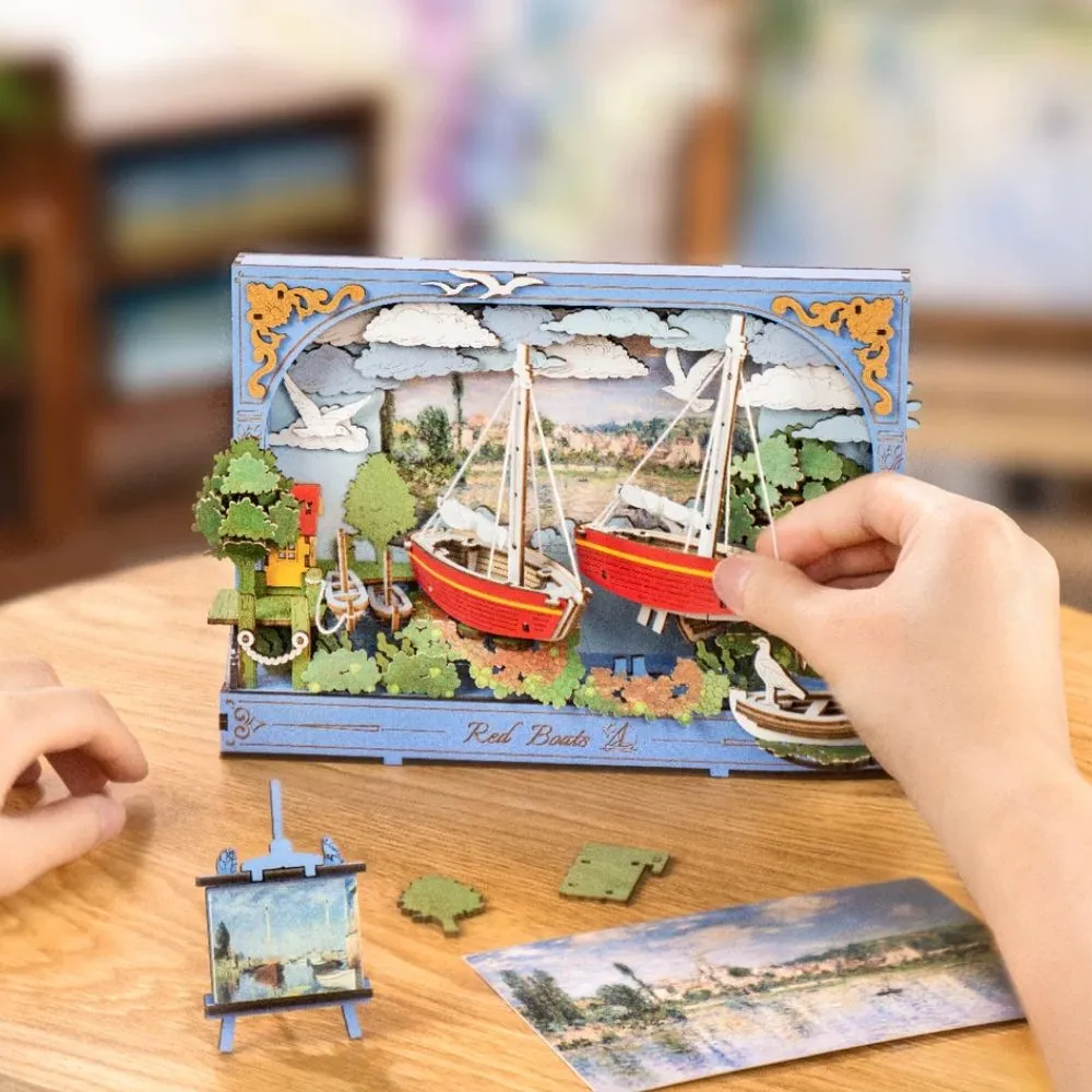 Figured'Art Rode Boten 3D puzzel hout 219 stukjes met LED