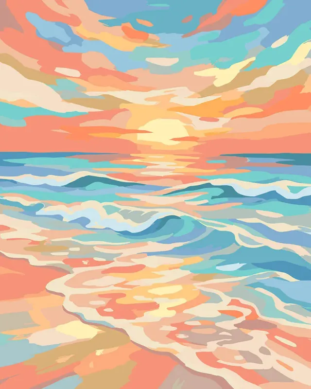 Figured'Art Zonsondergang aan het strand schilderen op nummer 40x50