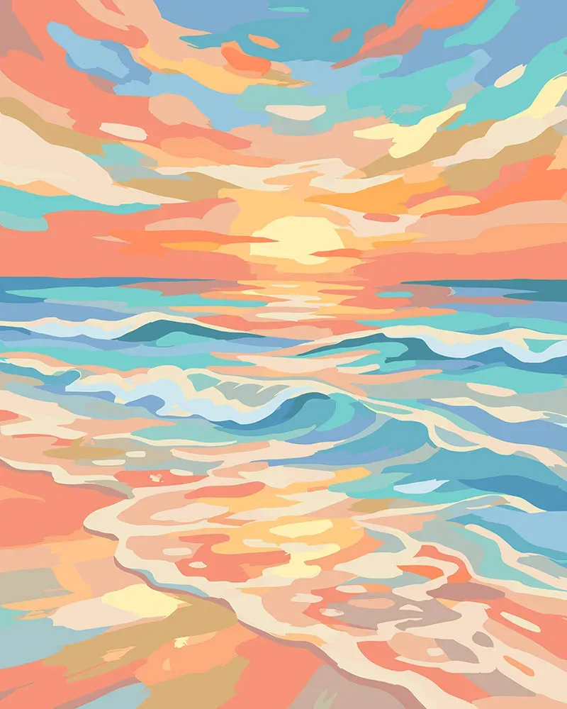 Figured'Art Zonsondergang aan het strand schilderen op nummer 40x50