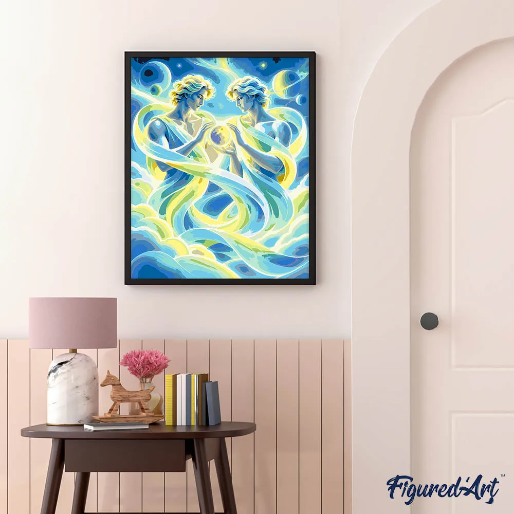 Figured'Art Tweelingen Kosmische Sterrenbeeld schilderen op nummer 40x50