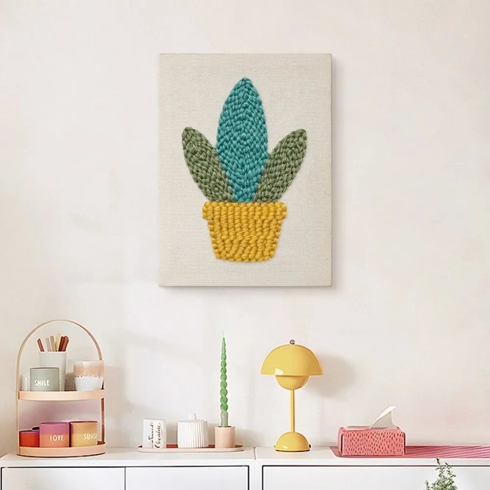 Figured'Art Gouden Vetplant punch needle pakket met frame 20x30cm