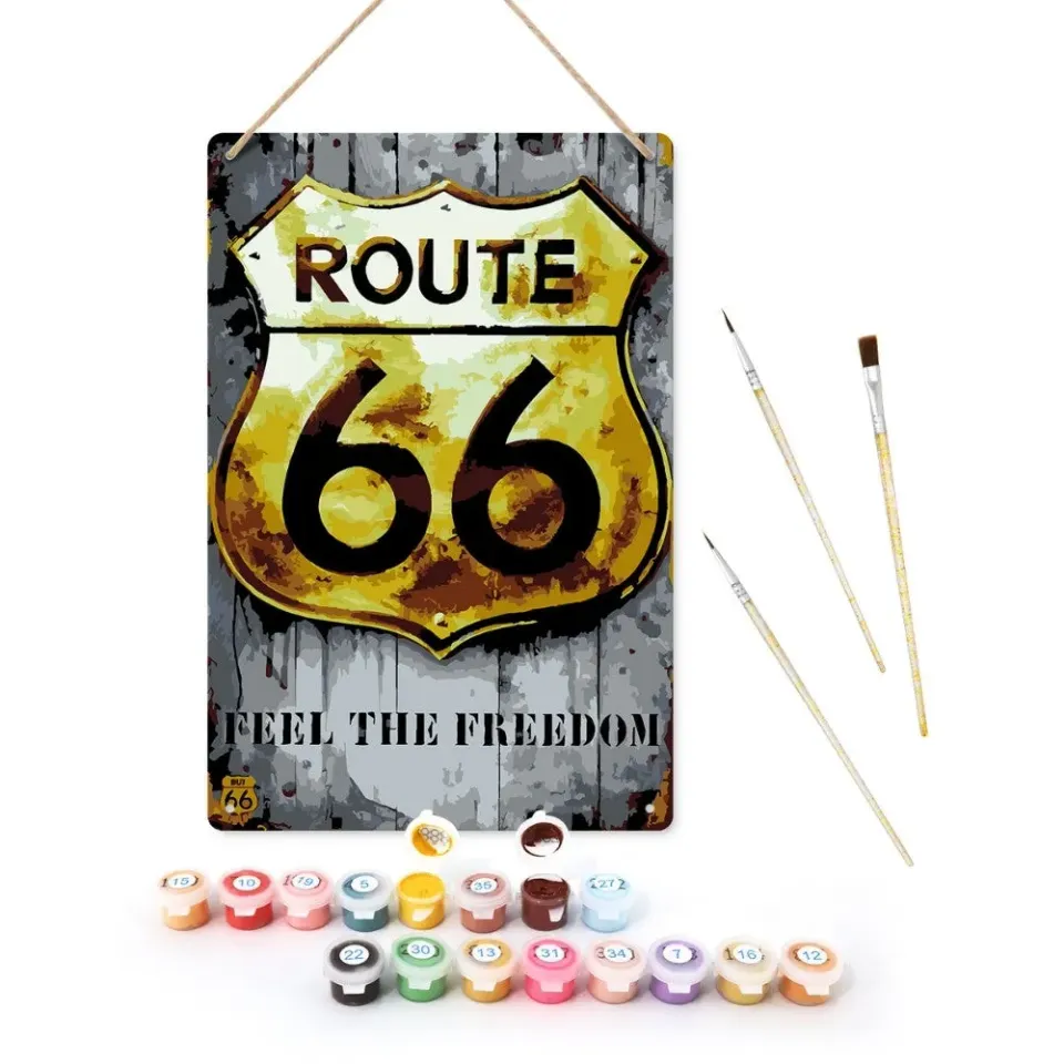 Figured'Art Route 66 metalen poster schilderen op nummer 30x20cm