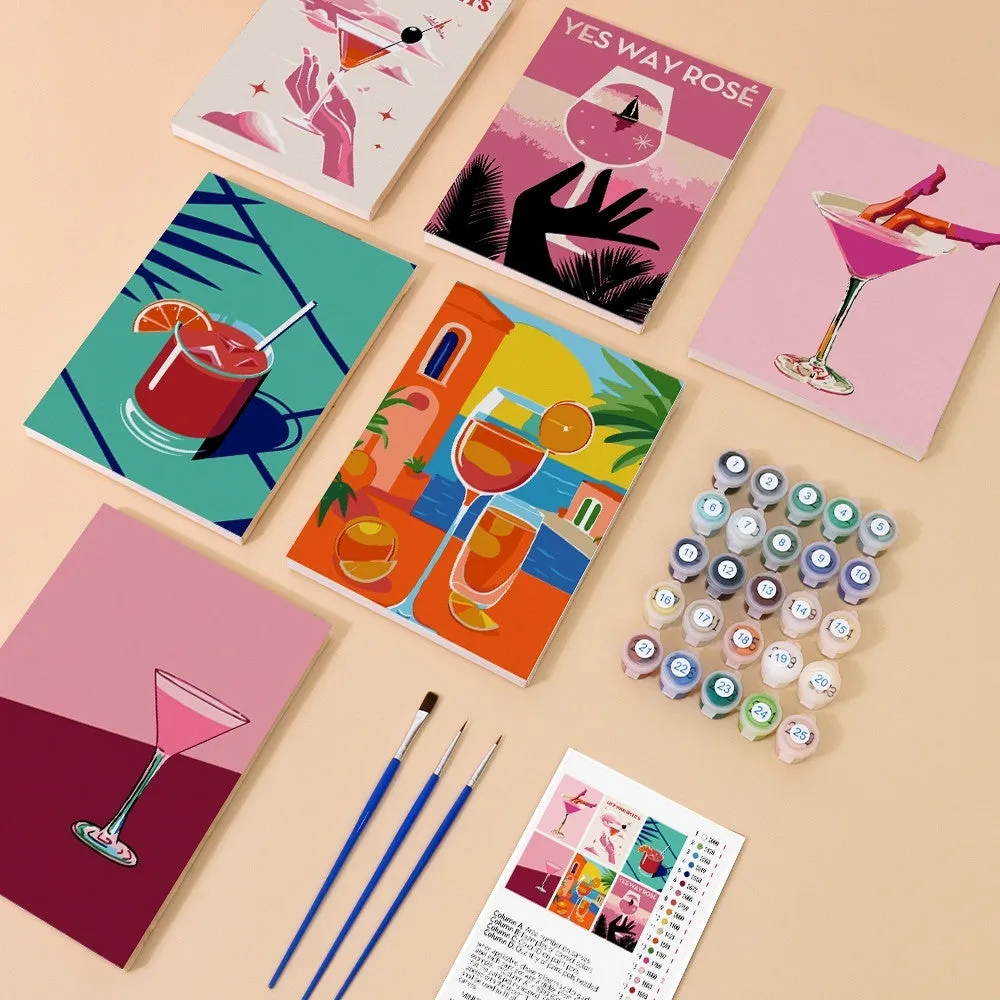 Figured'Art Chique Cocktailposters mini schilderen op nummer 15x20 6 stuks