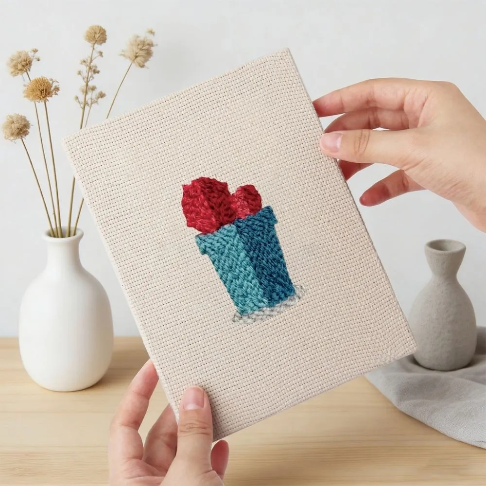 Figured'Art Punch Needle Kleine Vetplanten Potjes 1 set 4 stuks 15x20cm