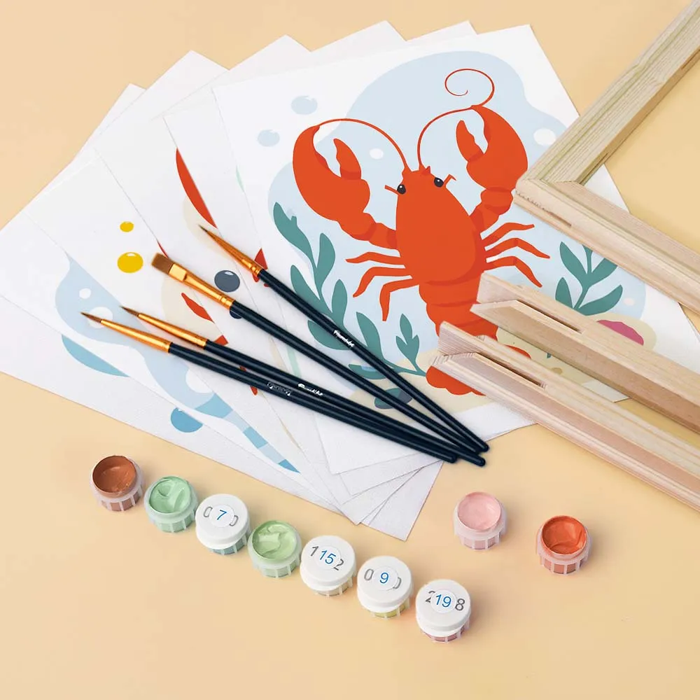 Figured'Art Mini Kustkreeft Collectie schilderen op nummer 6 stuks