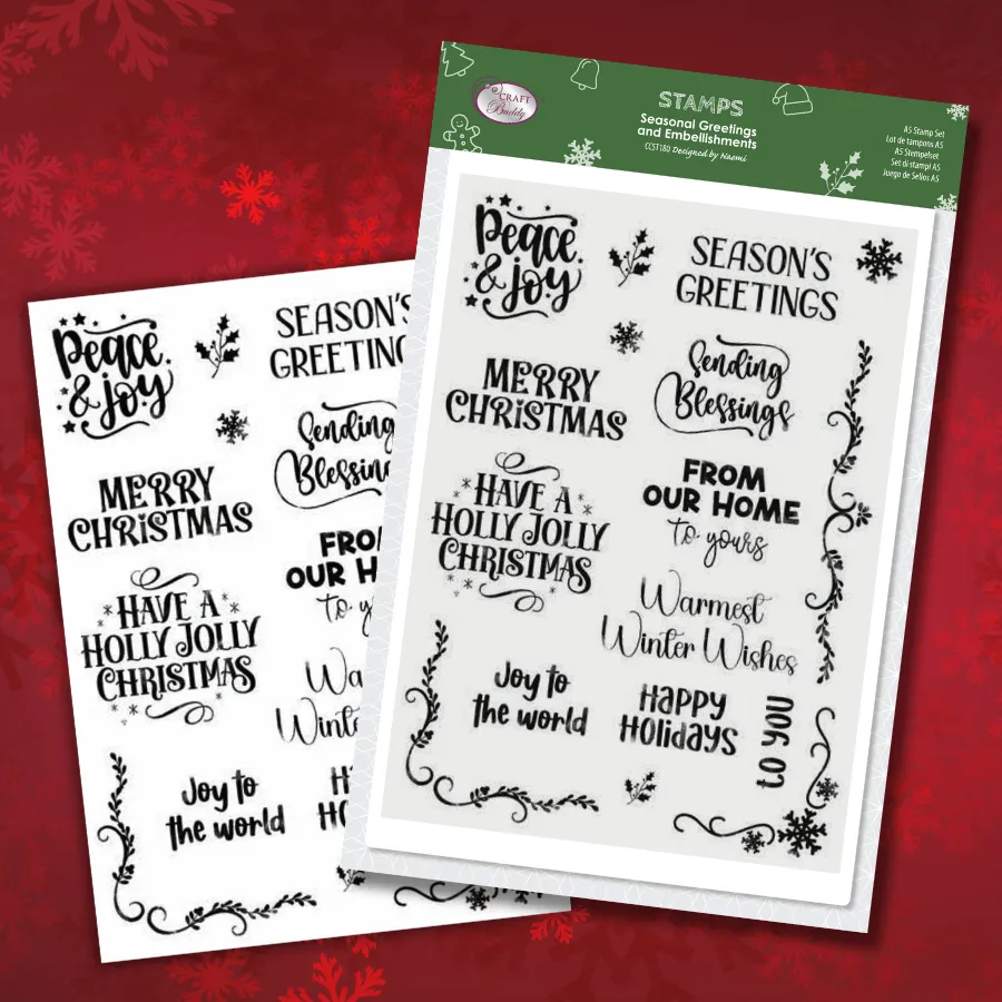 Craft Buddy Seasonal Greetings and Embellishments A5 stempelset kerst