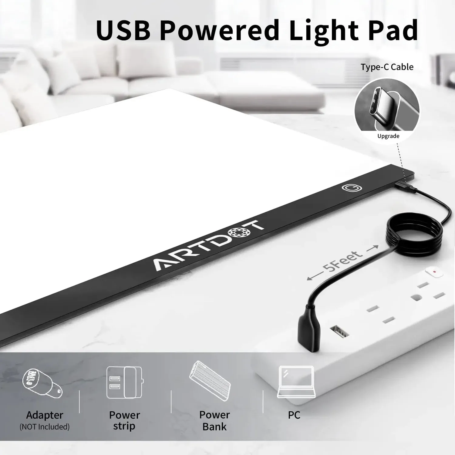 ARTDOT Lightpad A4 Lichttafel diamond painting dimbaar