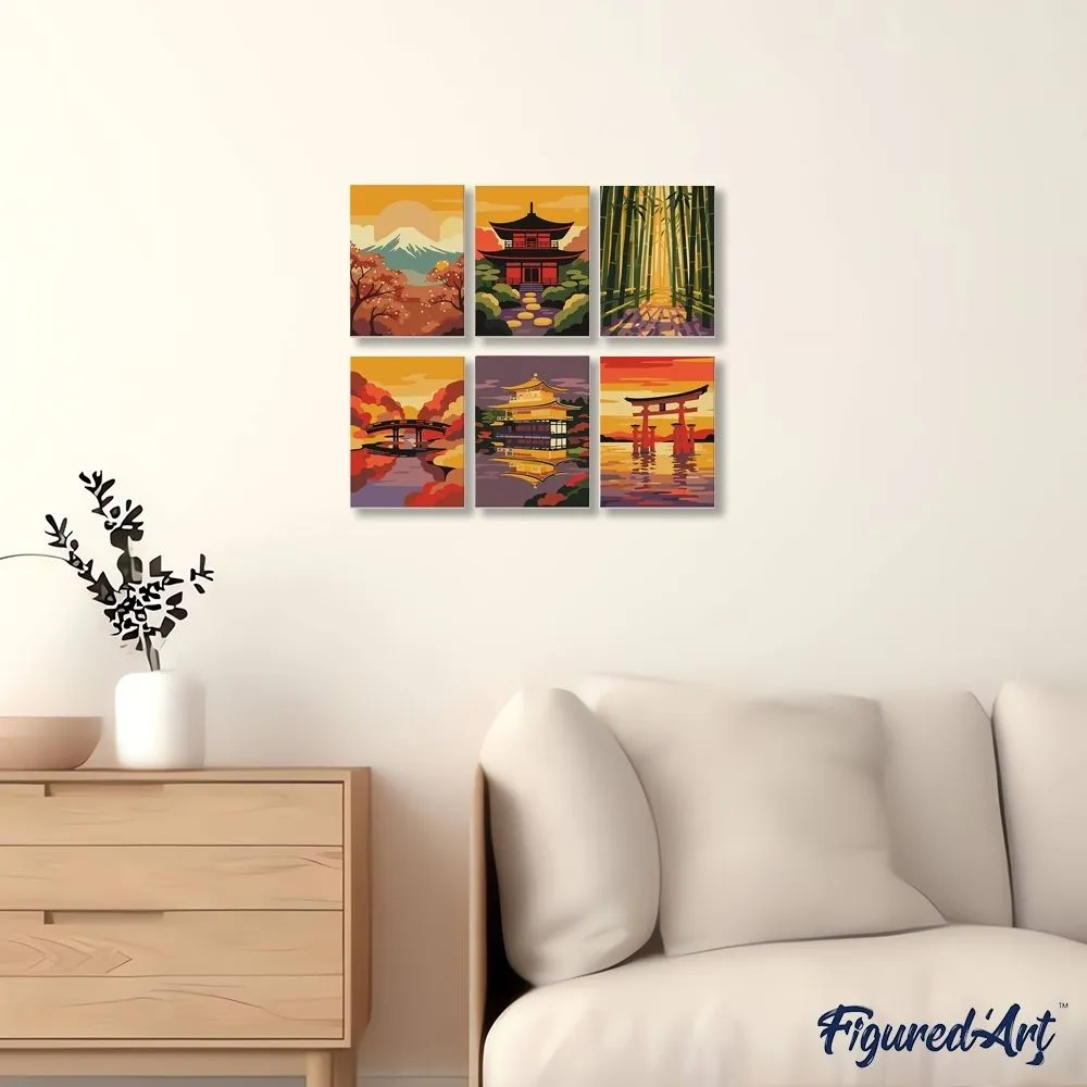 Figured'Art Zonsondergang Japan mini schilderen op nummer 15x20 6x