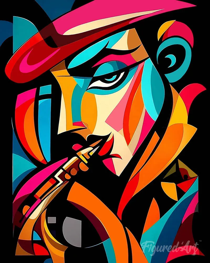 Figured'Art Sax Man abstract diamond painting 40x50 cm