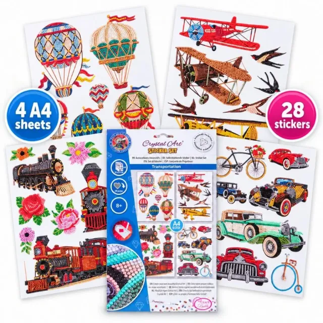 Craft Buddy Crystal Art Transportation stickers 28 stuks
