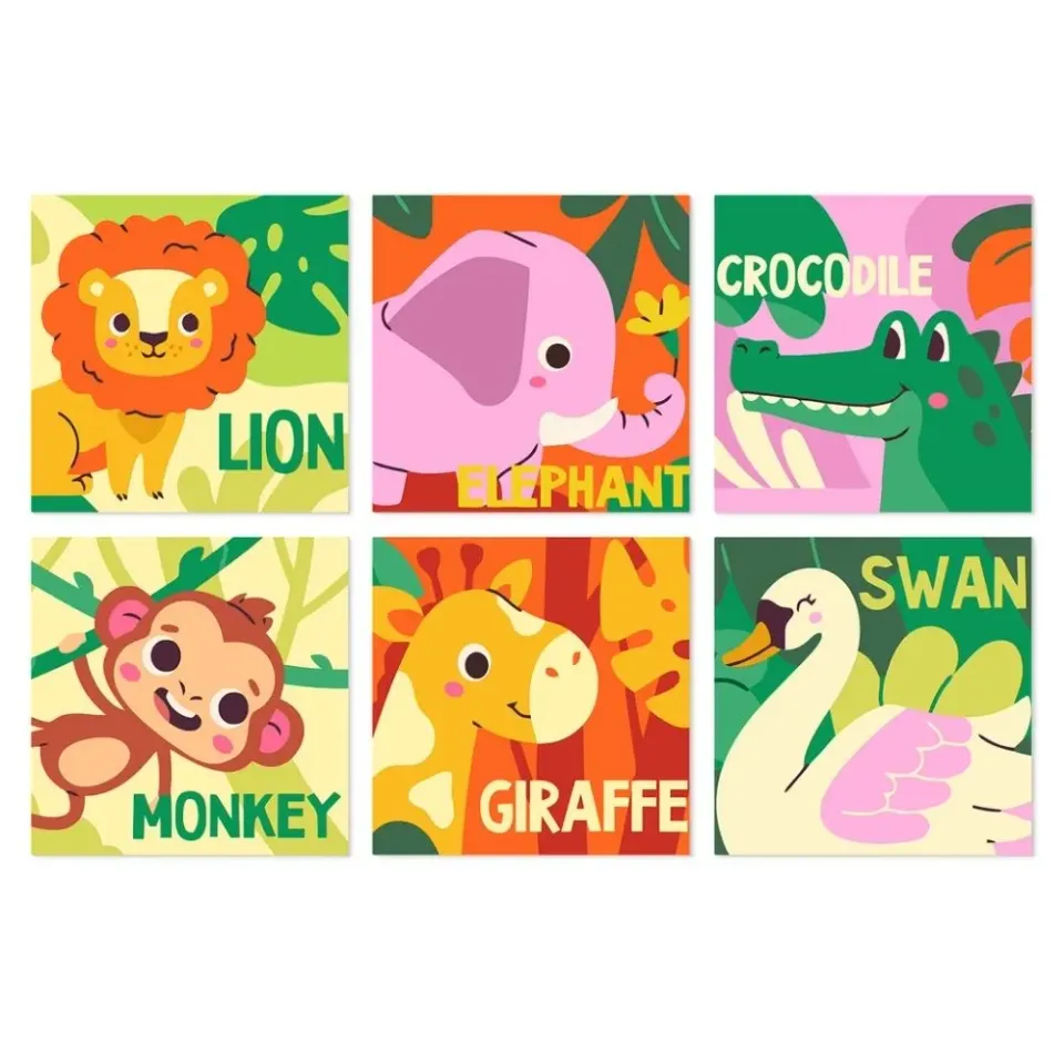 Figured'Art Mini Serie Speelse dieren schilderen op nummer 20x20 6st