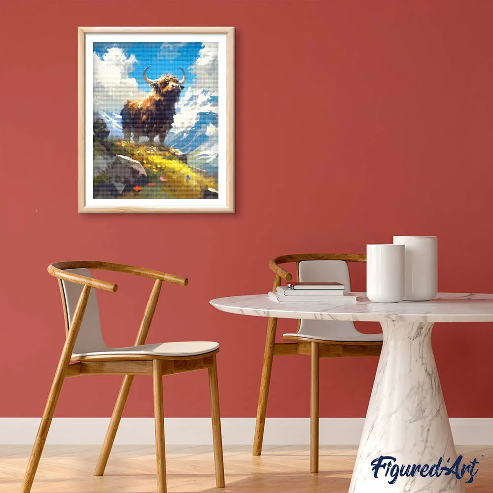 Figured'Art Schotse Hooglander diamond painting 40x50cm vierkant