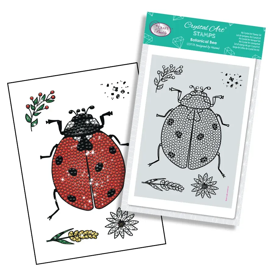 Craft Buddy Crystal Art Botanical Ladybird stempelset A6 lieveheers