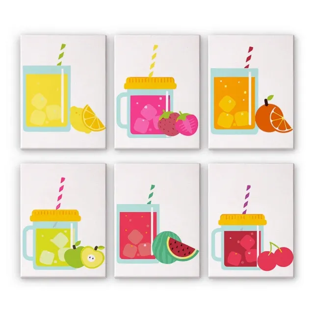 Figured'Art Fruit Mason Jar Sappen mini schilderen op nummer 15x20 6st