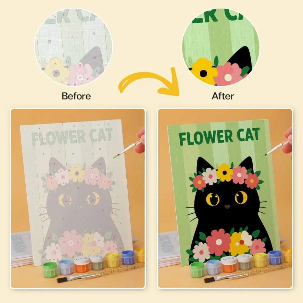 Figured'Art Schattig en nieuwsgierig schilderen op nummer 6 stuks kat