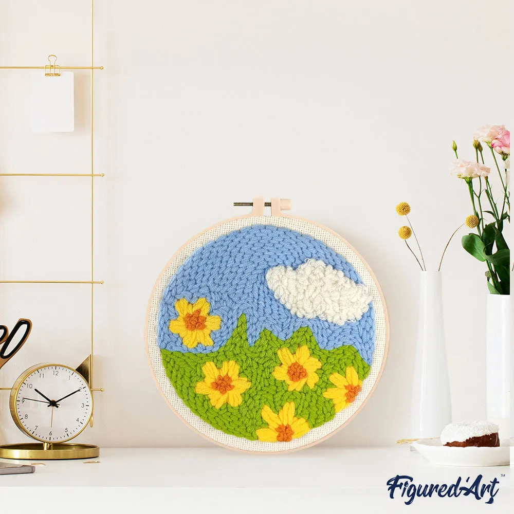 Figured'Art Punch Needle pakket Bloemenveld 20x20 cm wol