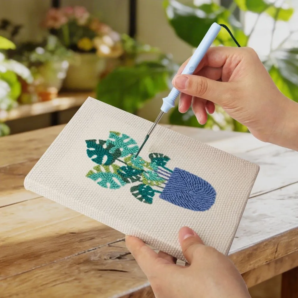 Figured'Art Zonnige Planten Sfeer punch needle set 4 stuks 15x20cm katoen