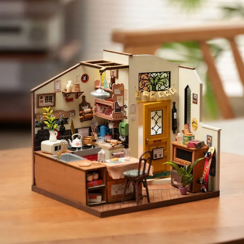 Figured'Art Gezellige Keuken miniatuurhuisje hout 1:18