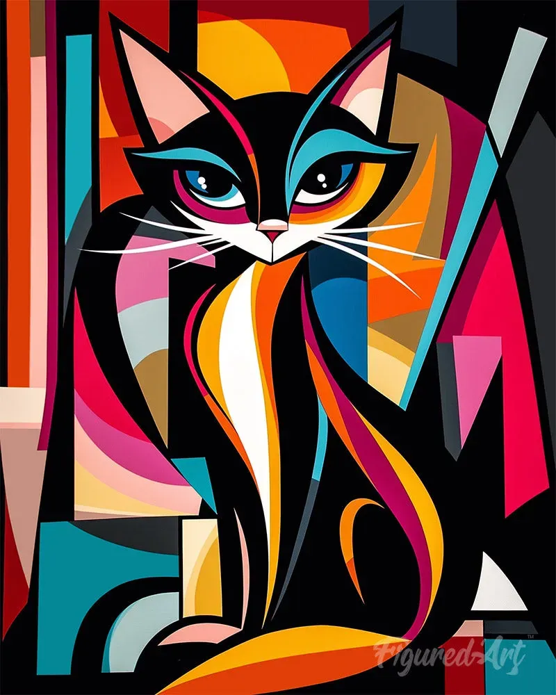 Figured'Art Gedurfd Abstract Kat schilderen op nummer 40x50 abstract