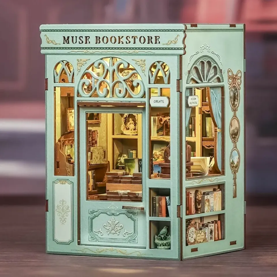 Figured'Art Muse Boekenwinkel book nook bouwpakket led