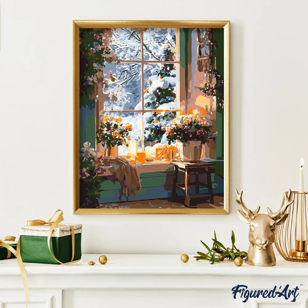 Figured'Art Romantische Winter schilderen op nummer 40x50 cm winter