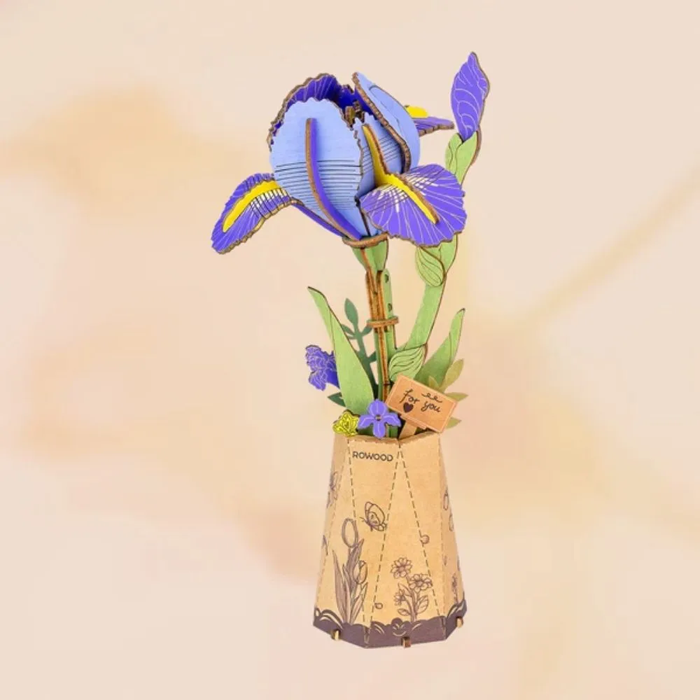 Figured'Art Paarse Iris 3D puzzel hout 73 stukjes