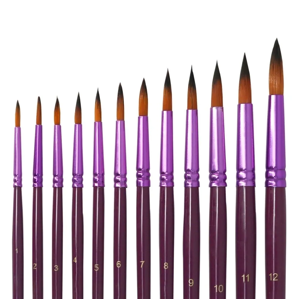 Figured'Art penselen set 12 stuks schilderen op nummer nylon