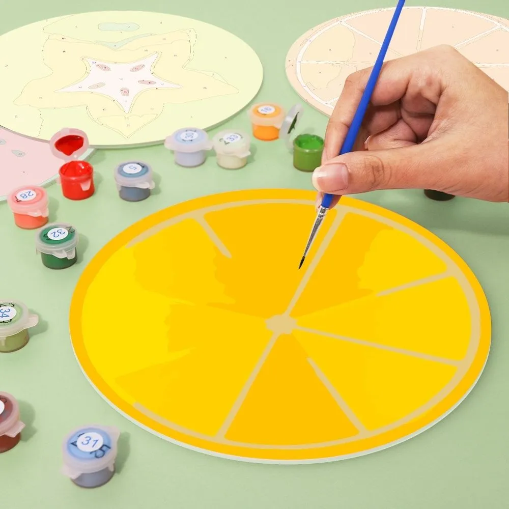 Figured'Art Gekleurde Fruitschijfjes schilderen op nummer placemats 6 stuks 20cm