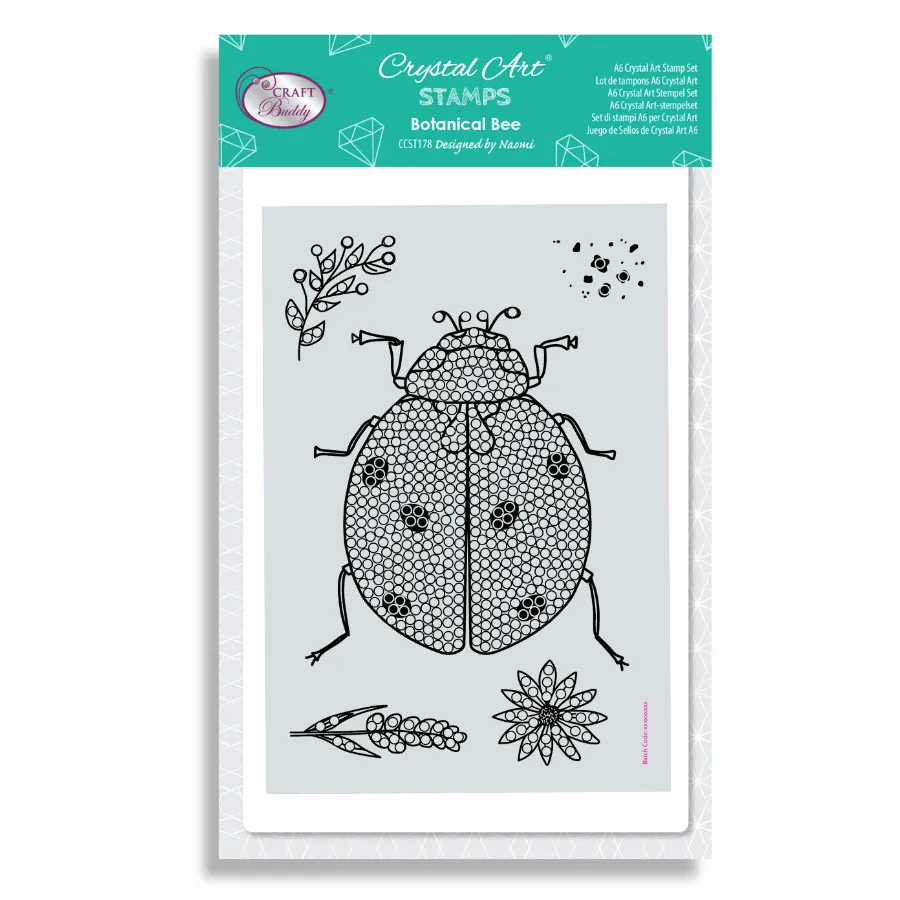 Craft Buddy Crystal Art Botanical Ladybird stempelset A6 lieveheers