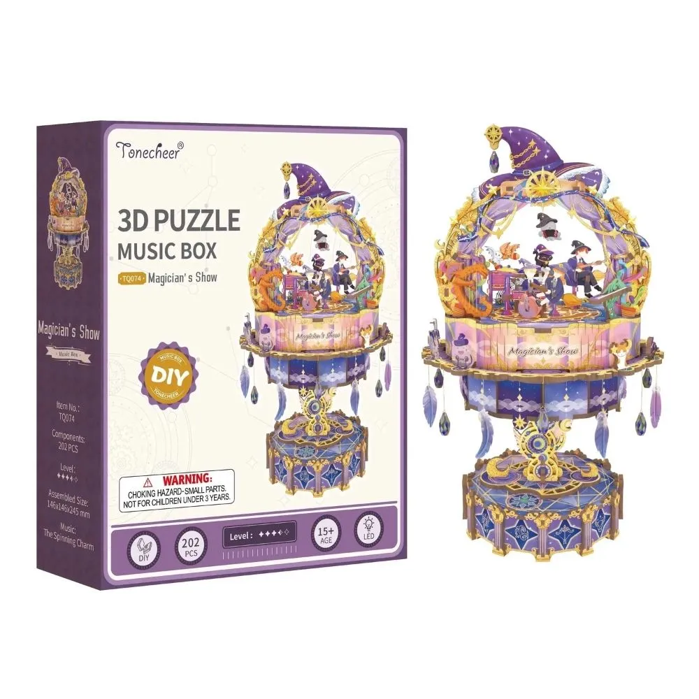 Figured'Art Mago Goochelshow 3D puzzel muziekdoos 202 stuks met led