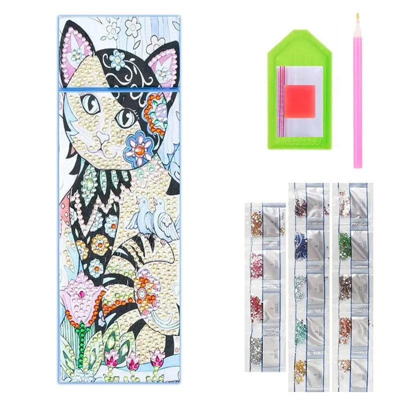 Figured'Art Kat diamond painting pennendoos 21x7 cm opbergbox
