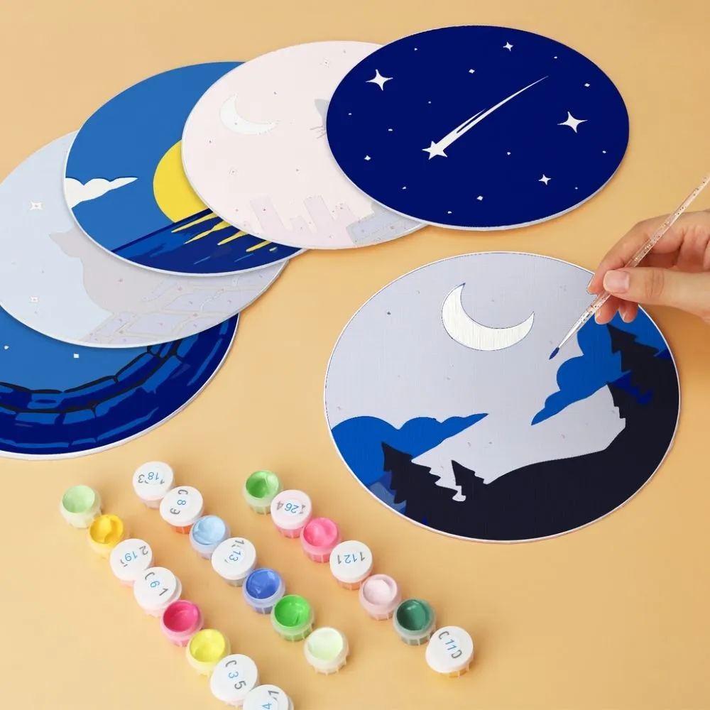Figured'Art Mini Serie Dromen bij maanlicht schilderen op nummer Ø20cm 6 stuks