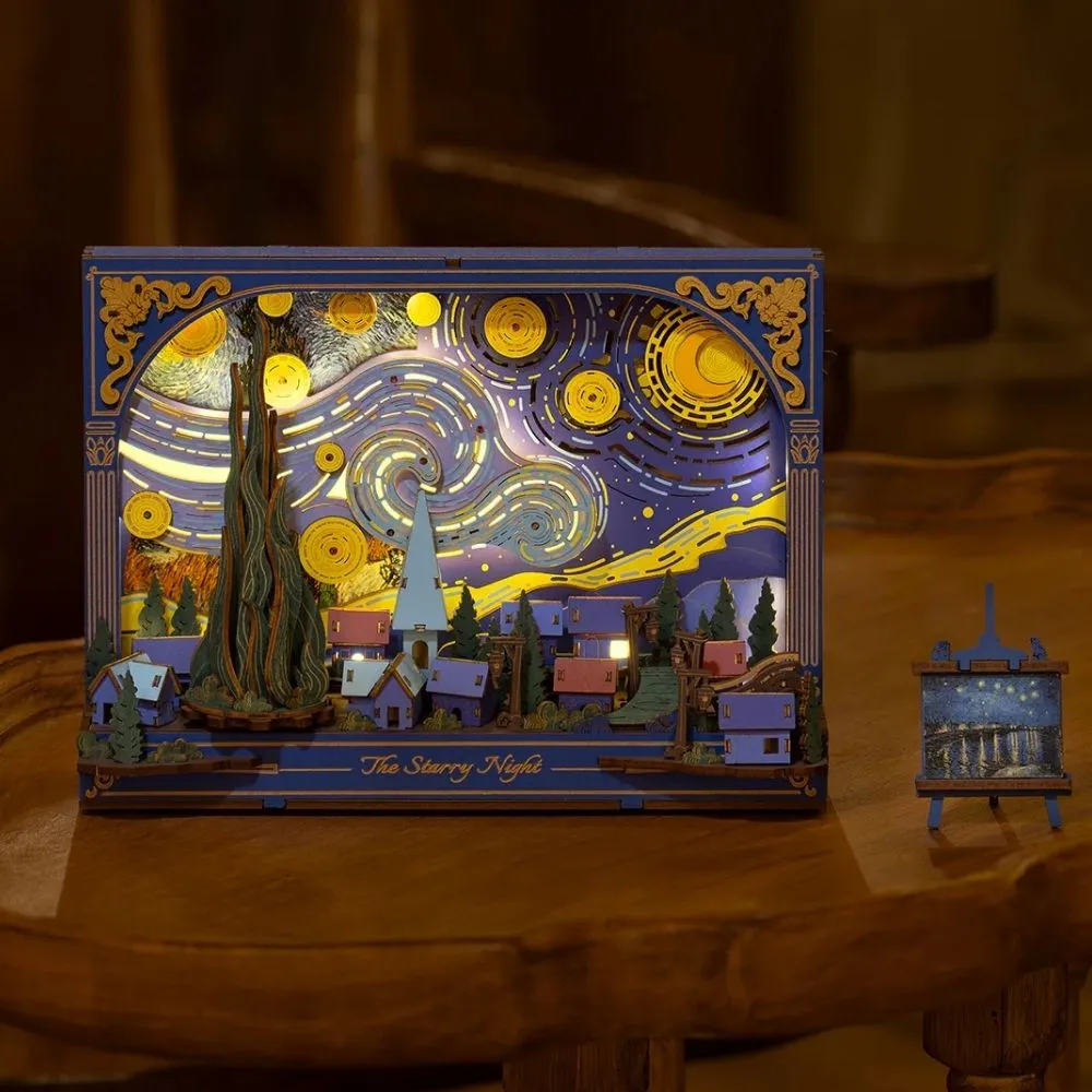 Figured'Art De Sterrennacht 3D puzzel hout 238 stukjes met LED