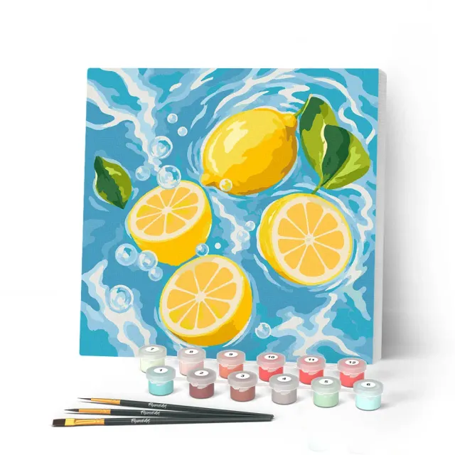 Figured'Art Mini Citrusbries schilderen op nummer 20x20cm met frame eenvoudig