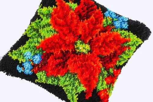 Craft Buddy Poinsettia Smyrna kussenpakket 45cm kerstroos