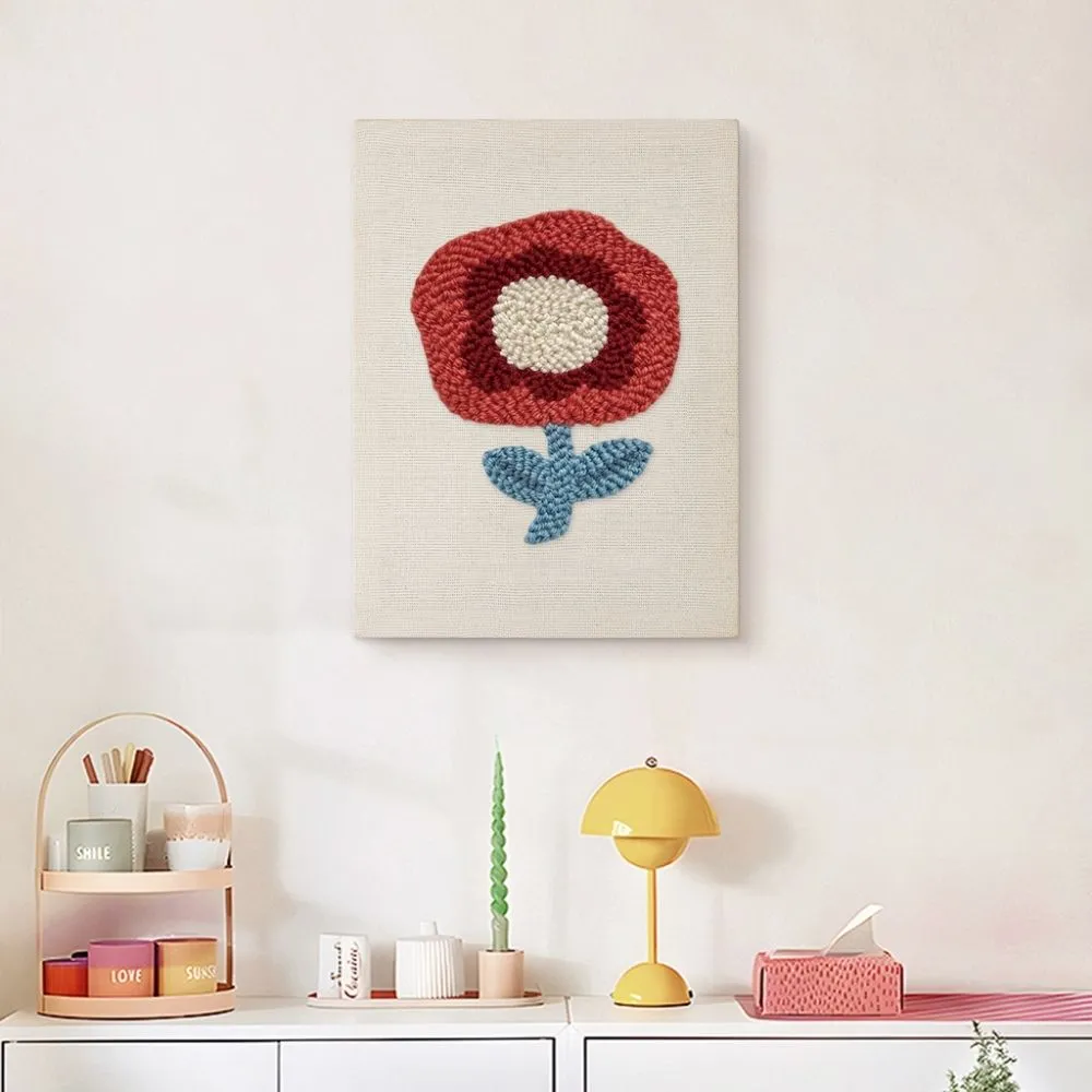 Figured'Art Karmozijnrode Bloei punch needle pakket 20x30cm met frame