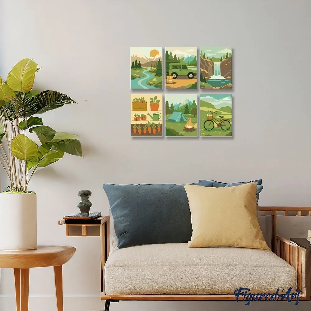 Figured'Art Natuurlijke Ontsnapping schilderen op nummer 15x20cm 6 stuks